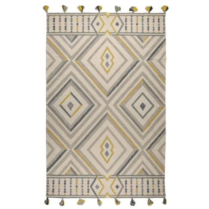 Ковер из хлопка с контрастным узором и кисточками из коллекции ethnic, 200х300 см Tkano TK20-DR0021