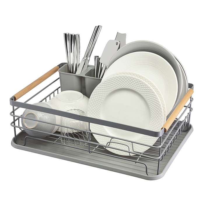 Сушилка для посуды granli, 43x30,5x14 см, серая Smart Solutions WNM-SS-DRNGR-MTPP-GR