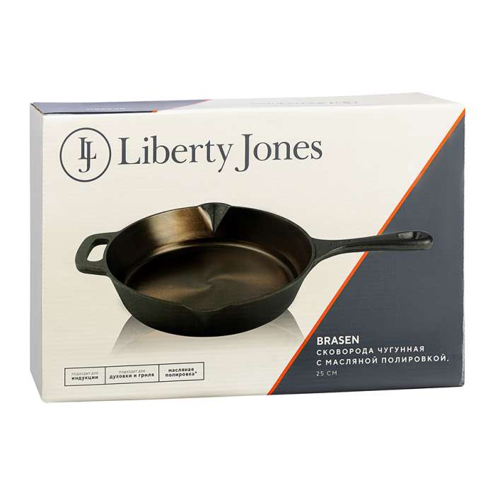 Сковорода чугунная brasen с масляной полировкой, D25 см Liberty Jones LJ0000377