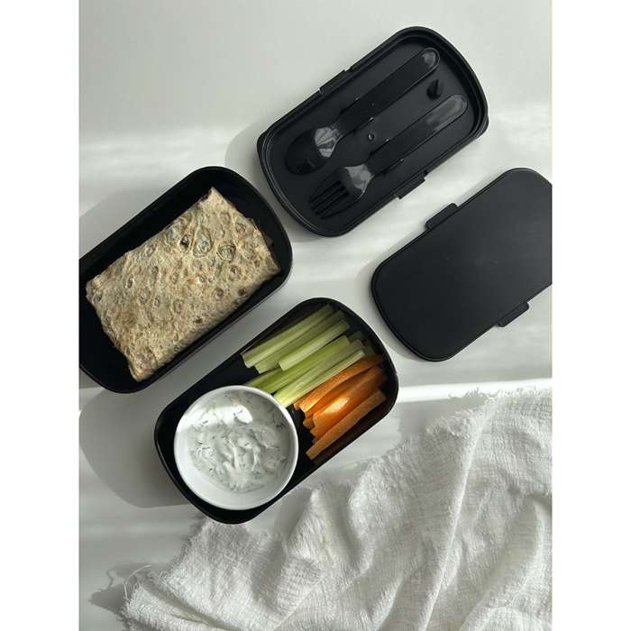 Ланч-бокс с приборами food time, 1 л, черный Smart Solutions SS-LBDL-PP-BLK-1