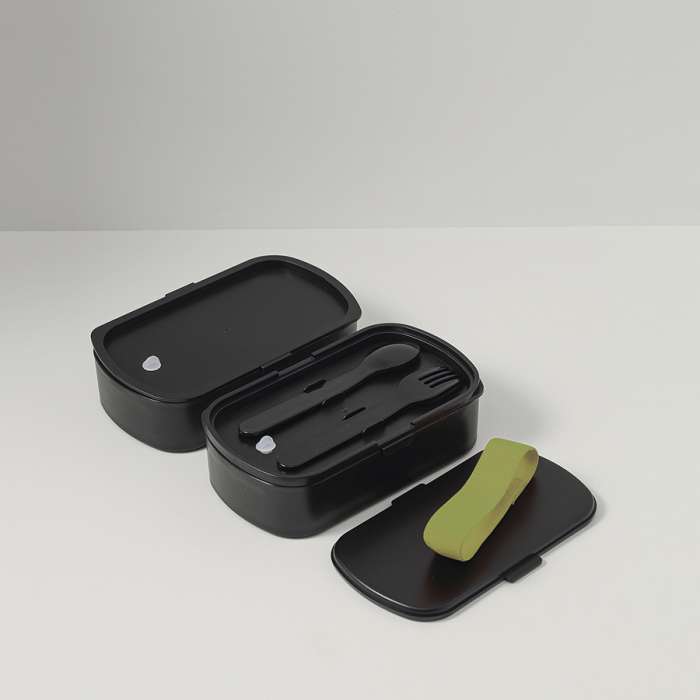 Ланч-бокс с приборами food time, 1 л, черный Smart Solutions SS-LBDL-PP-BLK-1