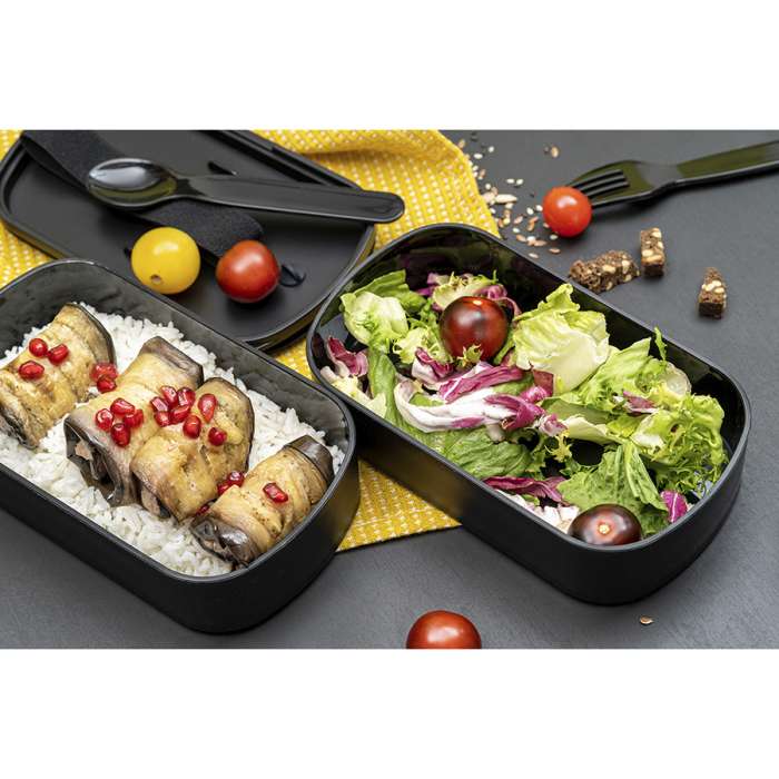 Ланч-бокс с приборами food time, 1 л, черный Smart Solutions SS-LBDL-PP-BLK-1