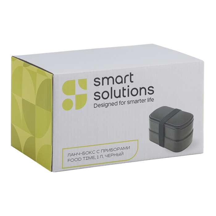 Ланч-бокс с приборами food time, 1 л, черный Smart Solutions SS-LBDL-PP-BLK-1