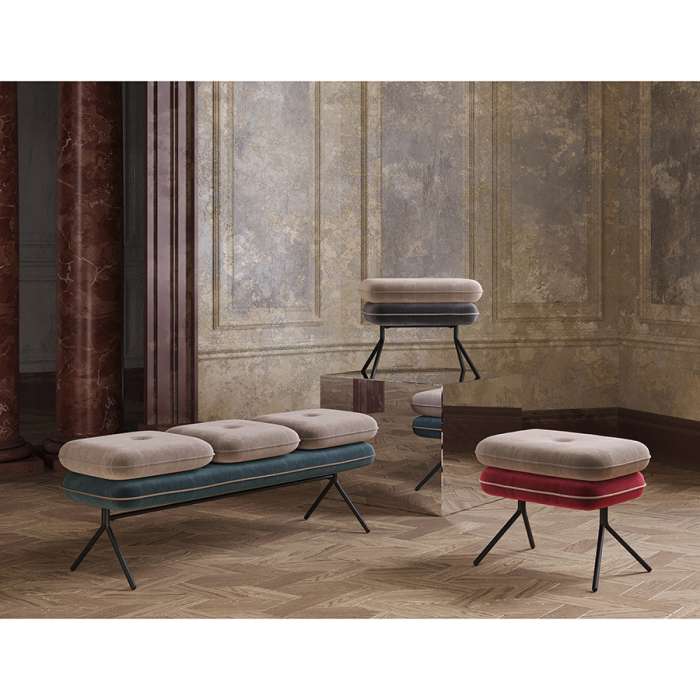 Банкетка pea, велюр, бежевая/сине-зеленая Bergenson Bjorn BB0000156