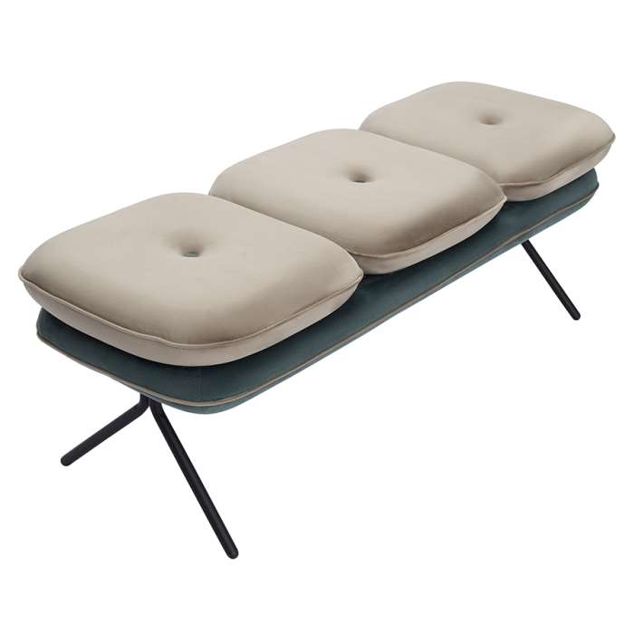 Банкетка pea, велюр, бежевая/сине-зеленая Bergenson Bjorn BB0000156