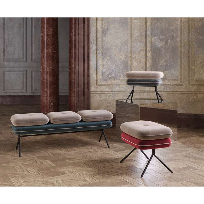 Банкетка pea, велюр, бежевая/сине-зеленая Bergenson Bjorn BB0000156