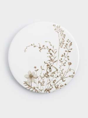 Подставка под кружку, 11 см, круглая, керамика/пробка, белая, Осенние цветы, Florance ANNA LAFARG ANLAF-YUXIN-138