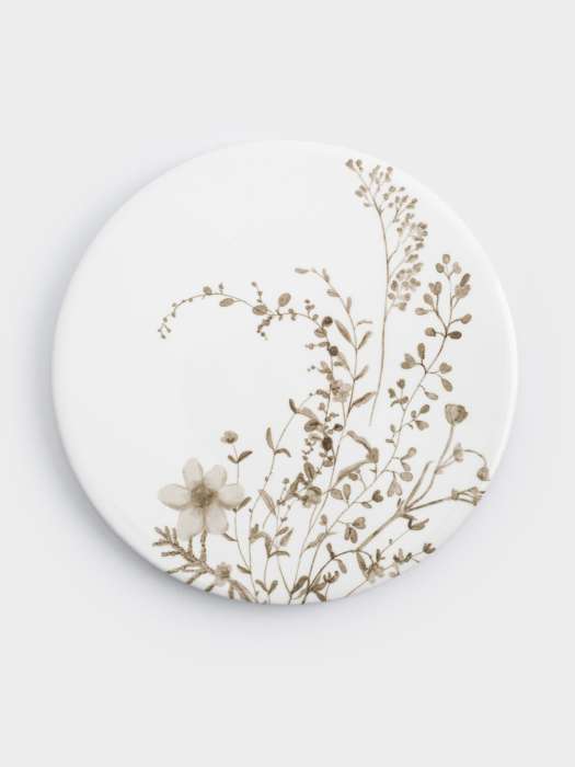 Подставка под кружку, 11 см, круглая, керамика/пробка, белая, Осенние цветы, Florance ANNA LAFARG ANLAF-YUXIN-138