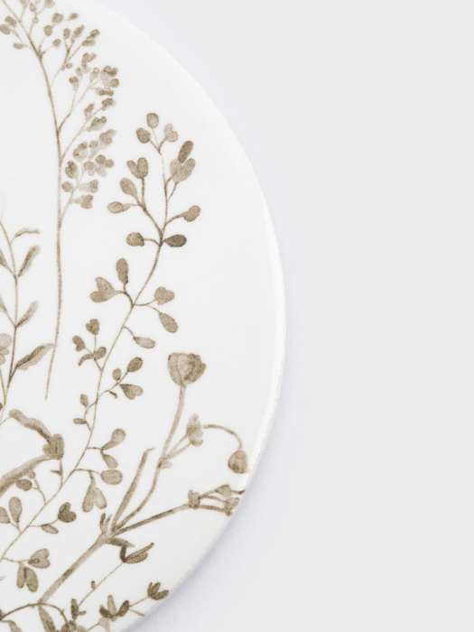 Подставка под кружку, 11 см, круглая, керамика/пробка, белая, Осенние цветы, Florance ANNA LAFARG ANLAF-YUXIN-138