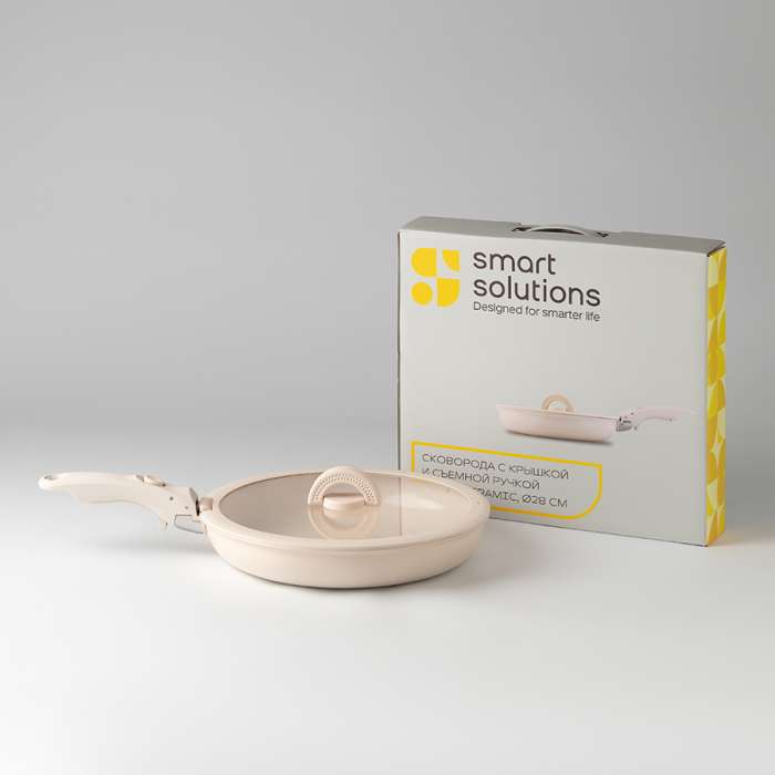 Сковорода с крышкой и съемной ручкой smart ceramic, D28 см Smart Solutions SS0000381