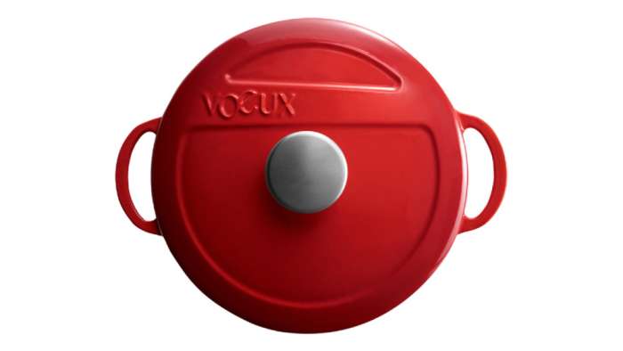 Кастрюля с крышкой низкая L'amour d28 см, 4,2 л, чугун, красная VOEUX VOX-8683642549087