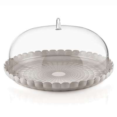 Блюдо сервировочное с крышкой tiffany, D36 см, серо-бежевое Guzzini 199500158