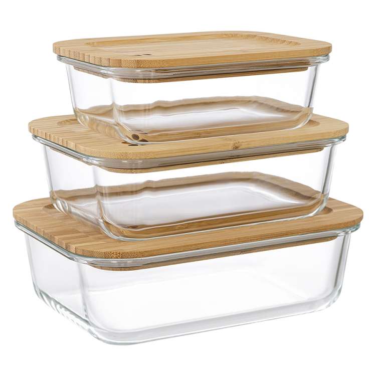 Набор контейнеров для запекания и хранения eco store с крышками из бамбука, 3 шт. Smart Solutions SS000045