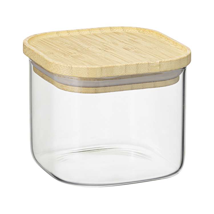 Банка для хранения квадратная glass bamboo, 600 мл Smart Solutions SS0000158