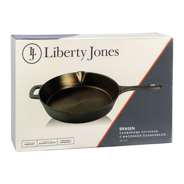 Сковорода чугунная brasen с масляной полировкой, D30 см Liberty Jones LJ0000378