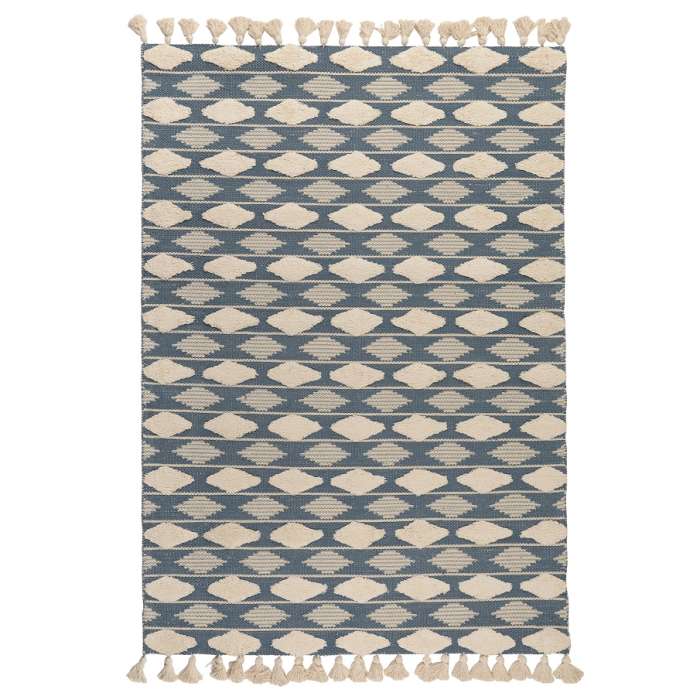 Ковер из хлопка синего цвета argyle из коллекции ethnic, 160х230 см Tkano TK20-DR0038