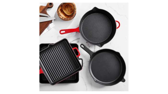 Сковорода L'amour d28 см, чугун, красная VOEUX VOX-8683642549148