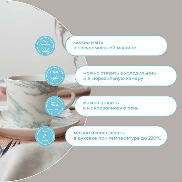 Набор чайных пар Marble, 250 мл, 2 шт. LIBERTY JONES LJ_RM_CU250