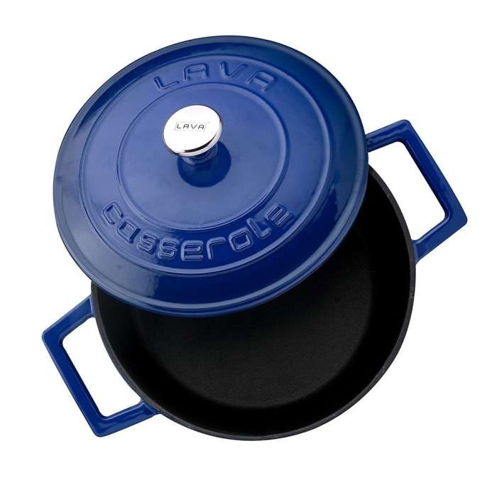 Литая чугунная кастрюля с крышкой синий 20см 2,8л LAVA LV Y TC 20 K1 BL