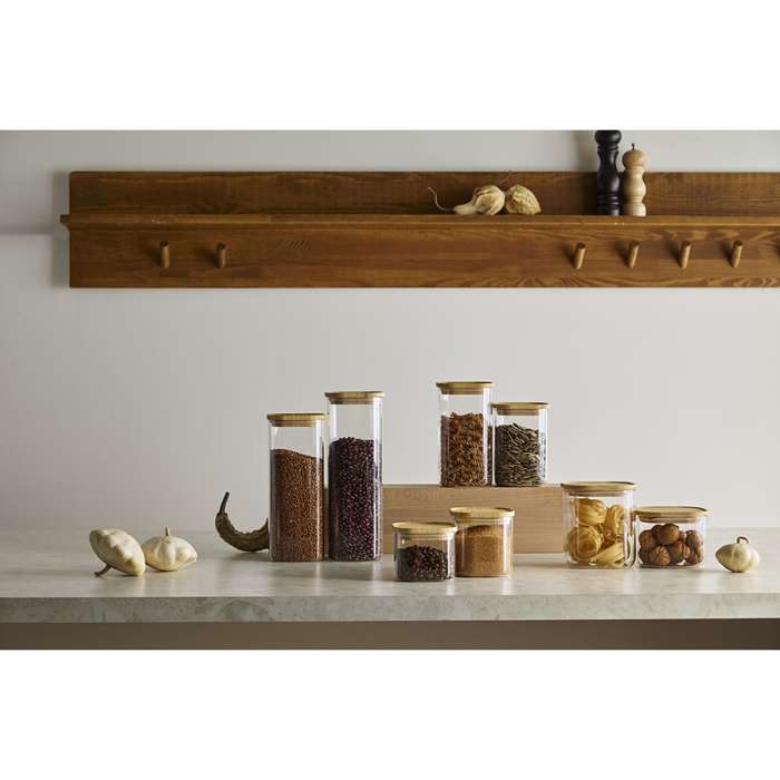 Банка для хранения квадратная glass bamboo, 800 мл Smart Solutions SS0000159