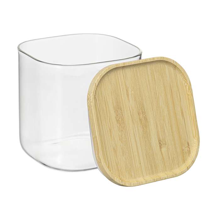 Банка для хранения квадратная glass bamboo, 800 мл Smart Solutions SS0000159