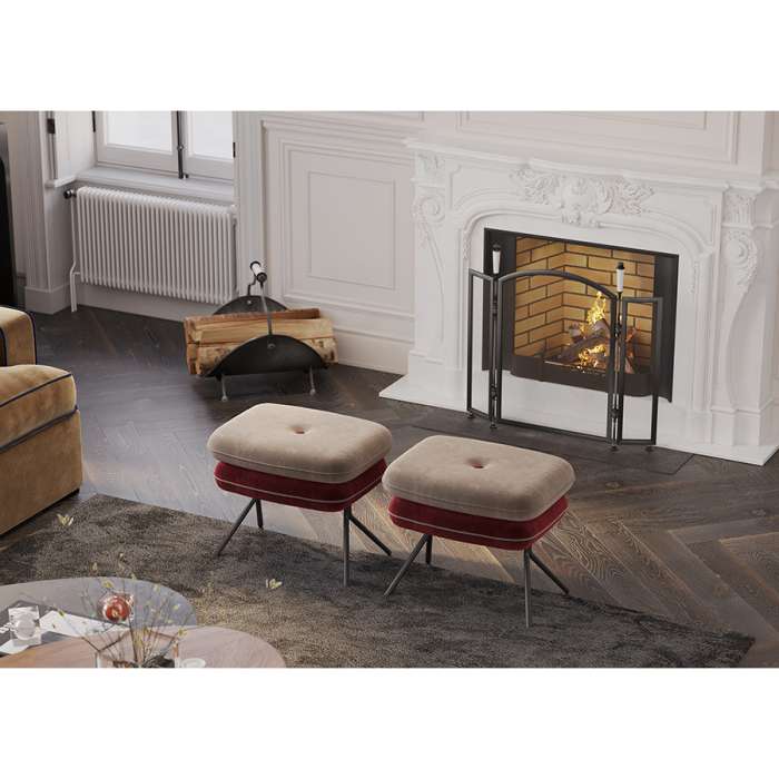 Пуф pea, велюр, бежевый/бордовый Bergenson Bjorn BB0000150