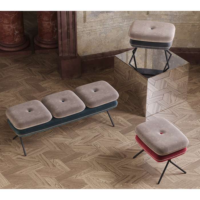 Пуф pea, велюр, бежевый/бордовый Bergenson Bjorn BB0000150