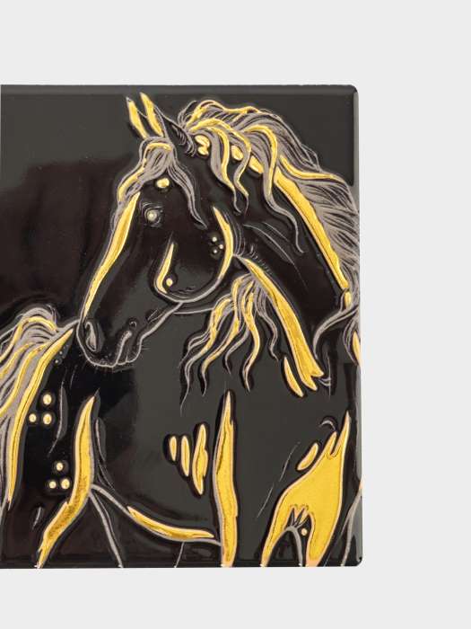 Подставка под кружку, 11х11 см, керамика/пробка, квадратная, черная, Лошадь, Horse ANNA LAFARG ANLAF-YX-HR-1