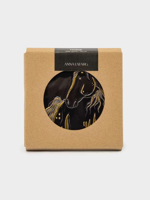 Подставка под кружку, 11х11 см, керамика/пробка, квадратная, черная, Лошадь, Horse ANNA LAFARG ANLAF-YX-HR-1
