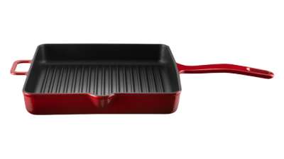 Сковорода-гриль квадратная L&#039;amour 25х25 см, чугун, красная VOEUX VOX-8683642549162