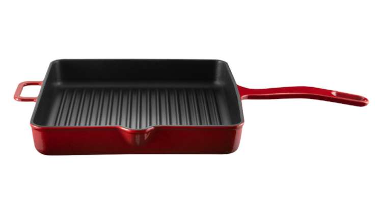 Сковорода-гриль квадратная L'amour 25х25 см, чугун, красная VOEUX VOX-8683642549162