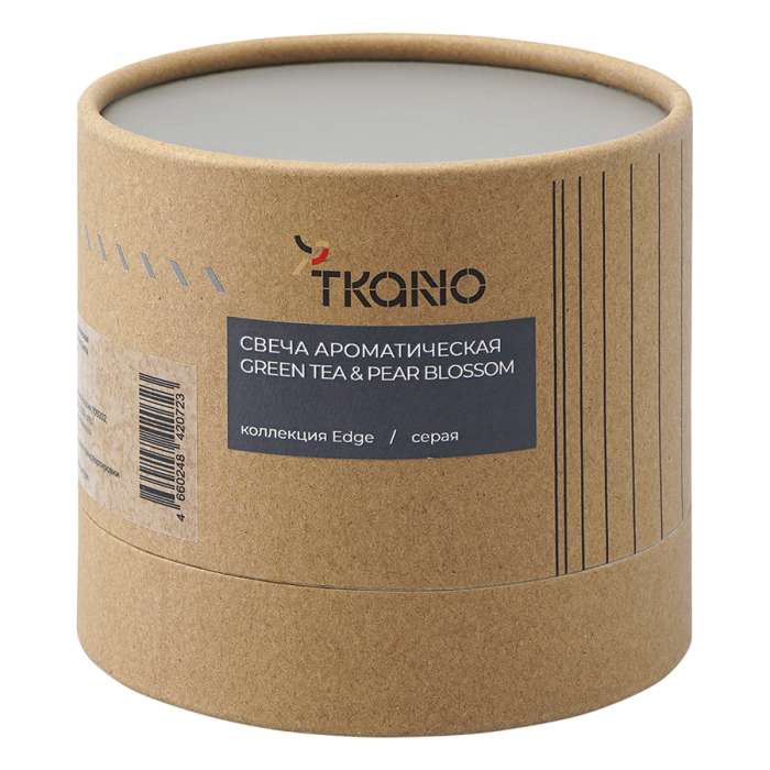 Свеча ароматическая с деревянным фитилём green tea & pear blossom из коллекции edge, серый, 60 ч Tkano TK23-ARO0062