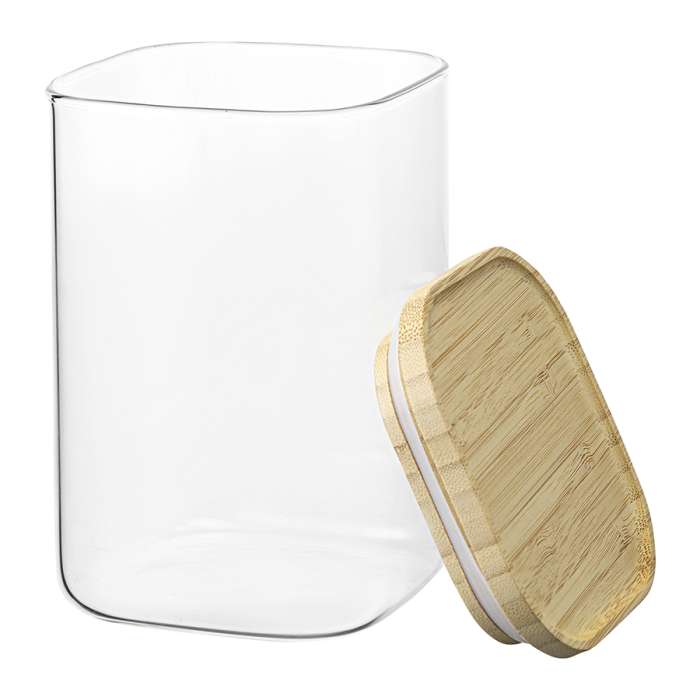 Банка для хранения квадратная glass bamboo, 1,1 л Smart Solutions SS0000160
