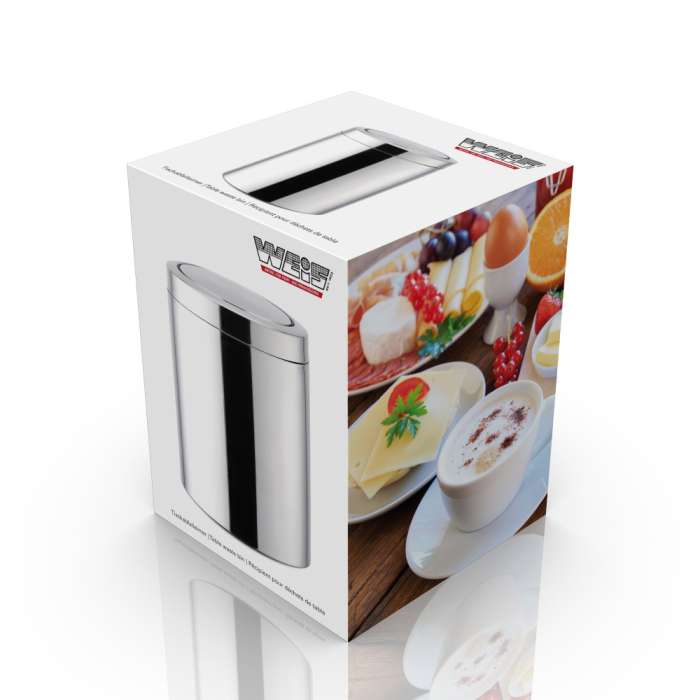 Ведро для мусора настольное Weis 1,5 л, сталь нержавеющая, п/к W-16062