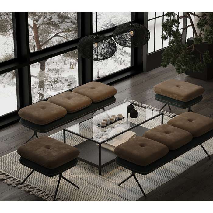 Пуф pea, велюр, бежевый/сине-зеленый Bergenson Bjorn BB0000151