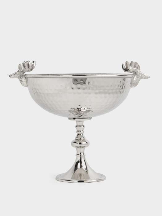 Блюдо на ножке, 26х32 см, металл, серебристое, Олени, Maral grey ANNA LAFARG ANLAF-GL-1402-1