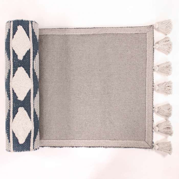 Ковер из хлопка синего цвета с геометрическим принтом TKANO TK18-DR0001