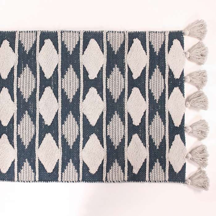 Ковер из хлопка синего цвета с геометрическим принтом TKANO TK18-DR0001