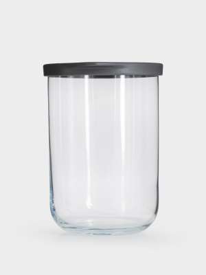 Емкость для хранения, 15х10 см, 1 л, стекло/пластик, серая, Basic ANNA LAFARG ANLAF-DUO100