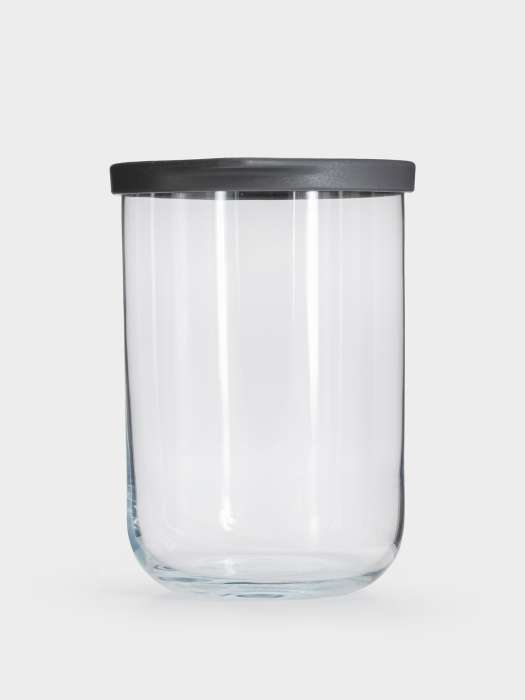 Емкость для хранения, 15х10 см, 1 л, стекло/пластик, серая, Basic ANNA LAFARG ANLAF-DUO100