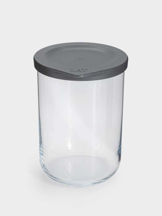 Емкость для хранения, 15х10 см, 1 л, стекло/пластик, серая, Basic ANNA LAFARG ANLAF-DUO100