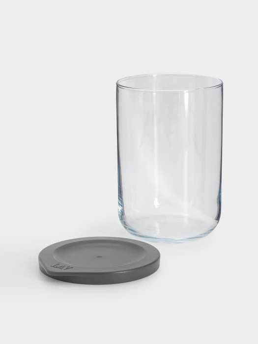 Емкость для хранения, 15х10 см, 1 л, стекло/пластик, серая, Basic ANNA LAFARG ANLAF-DUO100