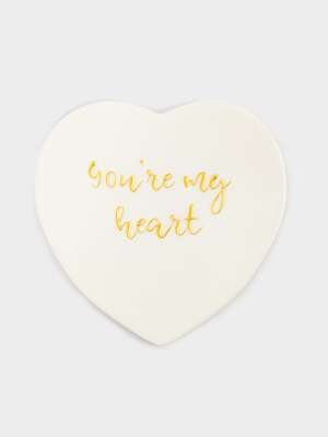 Подставка под кружку, 13х9 см, керамика/пробка, сердце, белая, Надпись ANNA LAFARG ANLAF-YX-HR-3