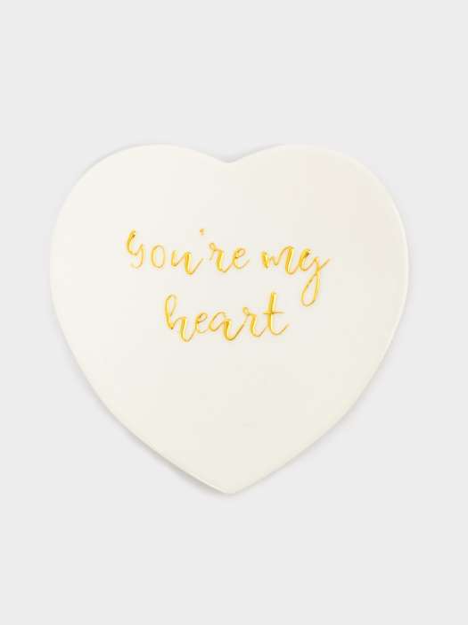 Подставка под кружку, 13х9 см, керамика/пробка, сердце, белая, Надпись ANNA LAFARG ANLAF-YX-HR-3