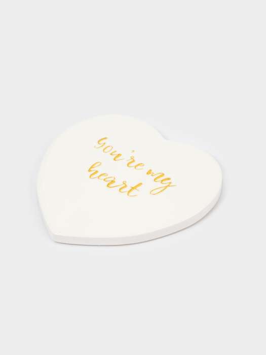 Подставка под кружку, 13х9 см, керамика/пробка, сердце, белая, Надпись ANNA LAFARG ANLAF-YX-HR-3
