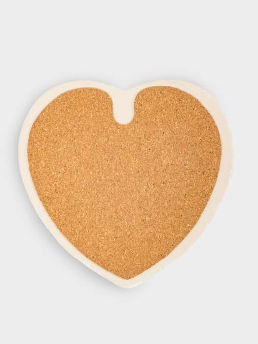 Подставка под кружку, 13х9 см, керамика/пробка, сердце, белая, Надпись ANNA LAFARG ANLAF-YX-HR-3