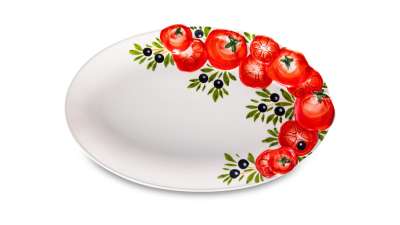 Блюдо овальное Томаты и оливки 32х20 см, керамика EDELWEISS EDW-636P