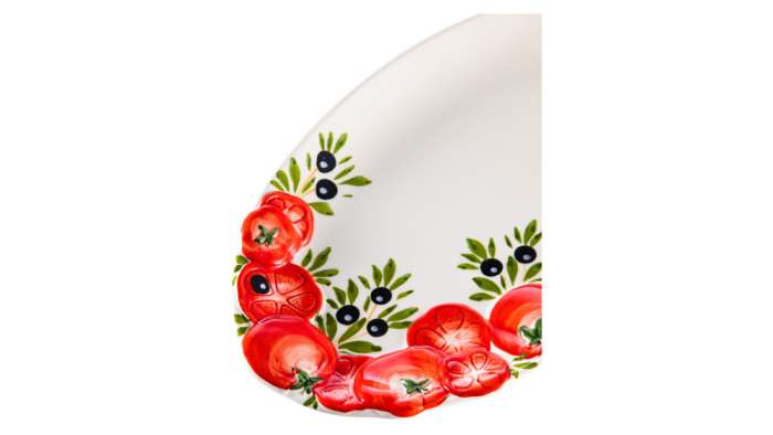 Блюдо овальное Томаты и оливки 32х20 см, керамика EDELWEISS EDW-636P