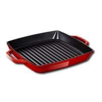 Сковорода-гриль квадратная с 2 ручками, 28х28 см, вишневая STAUB 12012806