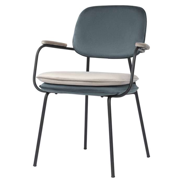 Стул с подлокотниками pea, велюр, сине-зеленый/бежевый Bergenson Bjorn BB0000619